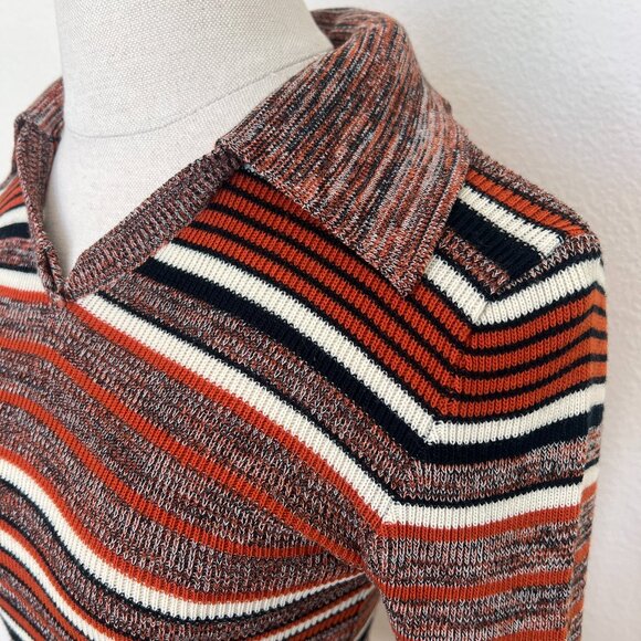70's Pullover Sweater - Collared - Exclusive Imports - Striped - Size Small - Picture 2 of 10